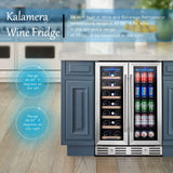 24 Inch Wine and Beverage Fridge, Wine Refrigerator Dual Zone Hold 20 Bottles an