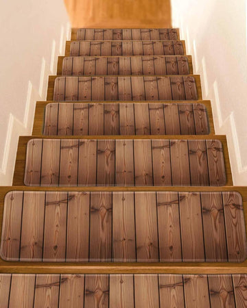 Vintage Wood Grain Stair Treads Brown Wooden Striped Farmhouse Indoor Non Slip Peel and Stick Stair Treads for Wooden
