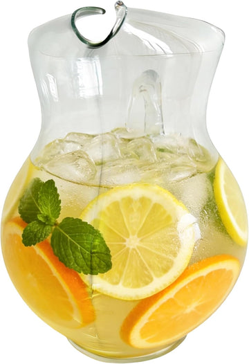 Acapulco Large Glass Pitcher Set of 2, 89 Oz, Clear, Tall Bubble Glass Pitchers with Handle, Modern Drink Pitchers
