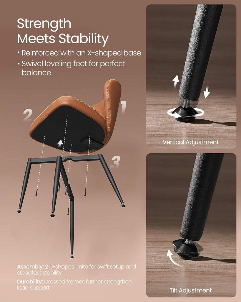 Dining Chairs Set of 4, Upholstered Kitchen Chairs, Comfortable Seat, Synthetic Leather with