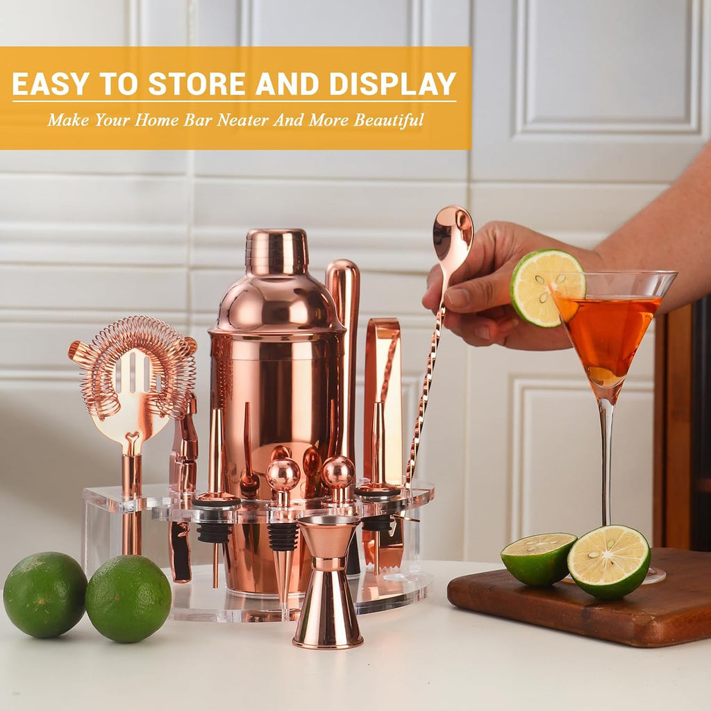 Bartender Kit Cocktail Shaker Set, Stainless Steel Cocktail Kit with Bar Accessories, 25oz Shaker Bar Set - Set of 12