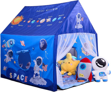 Space Rocket Ship Kids Tent with Mat for Boys & Girls Aged 3+ Toddler for Indoor Outdoor Playhouse Tent Set Sizes