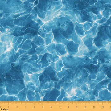 Ocean Fabric, Sea Wave Fabric By The Yard, Sparkle Water Aqua Upholstery