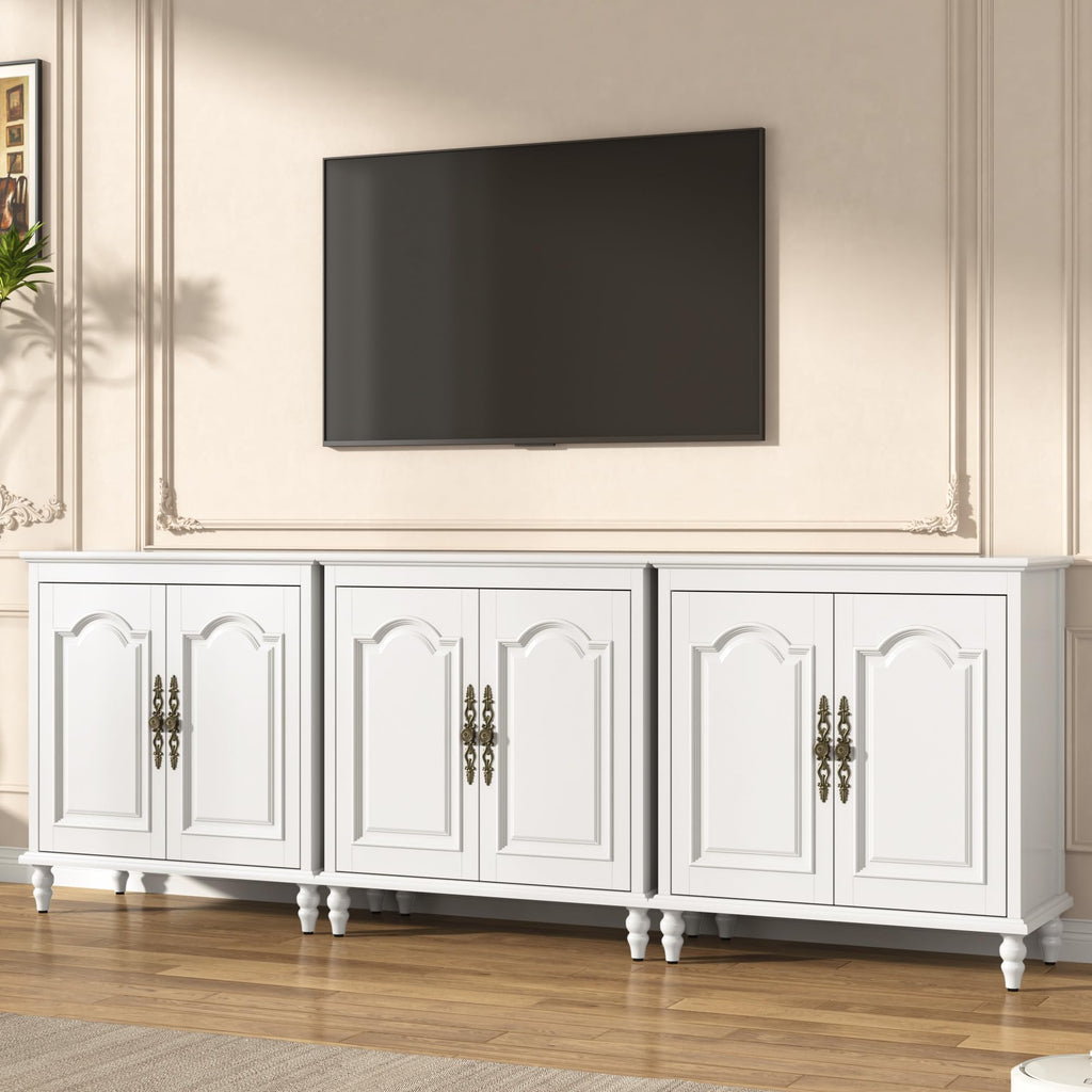 32" White Buffet Cabinet with Storage, Farmhouse Sideboard Cabinet