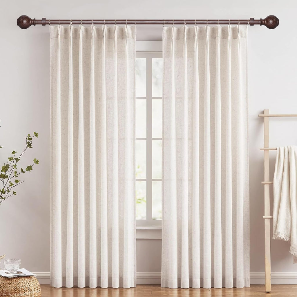 Wood Curtain Rods for Windows 28 to 48 Inches,1 inch Heavy Duty Window Curtain Rods with Imitation Wood Grain Finials