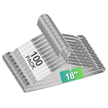 18" Stainless Steel Metal Hangers, 100 Pack Heavy Duty for Clothes