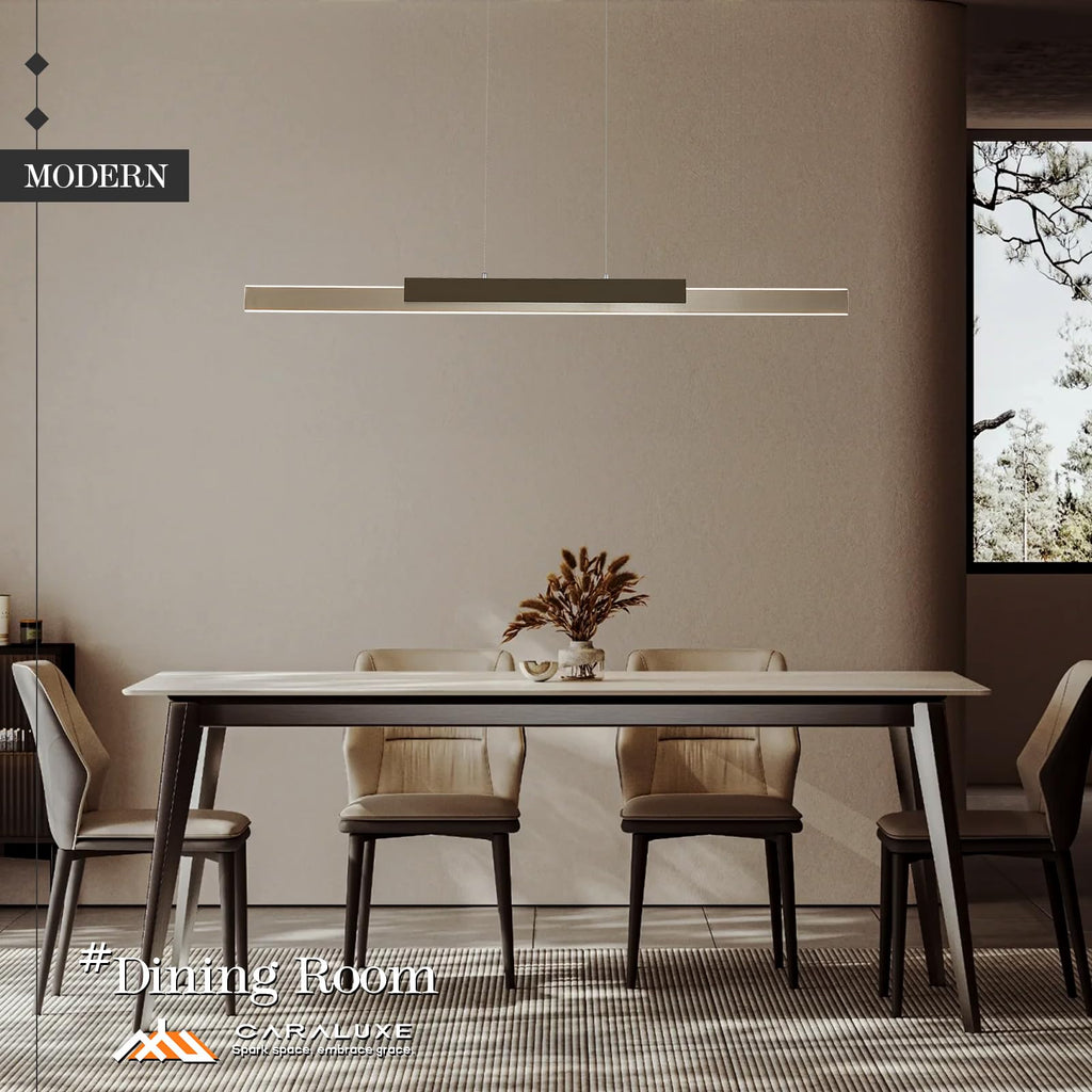 LED Linear Pendant Light 52in Brushed Nickel Chandelier Dimmable