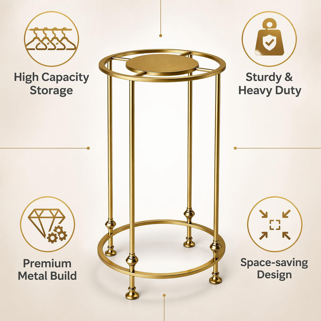 Round Garment Rack for Retail Display - Heavy Duty Clothing Rack Gold