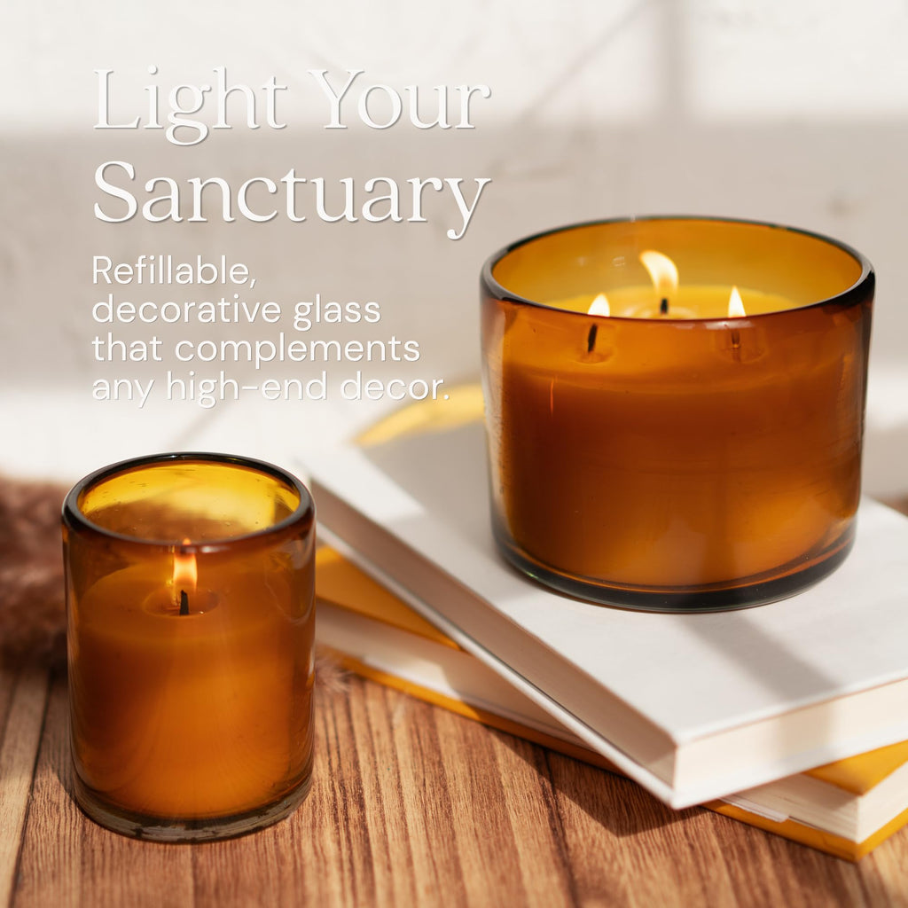 3-Wick Candle, 22 Oz, Amber Glass, 1 Count