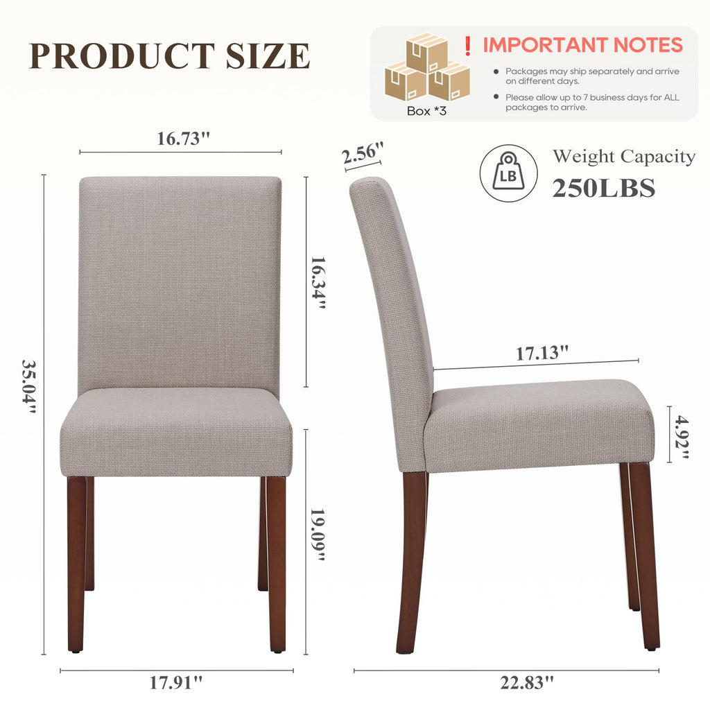 Upholstered Dining Chairs Set of 6, Modern Fabric Dining Room Chair, Wooden Dining Chair, Kitchen Side Chairs