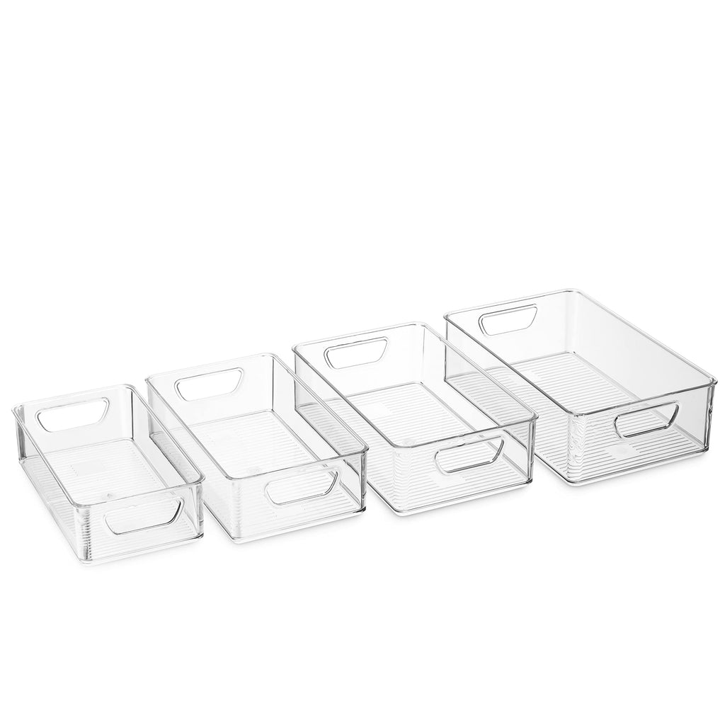 Set Of 16 Refrigerator Organizer Bins - Plastic Pantry Organization and Storage Baskets - Stackable Food Fridge