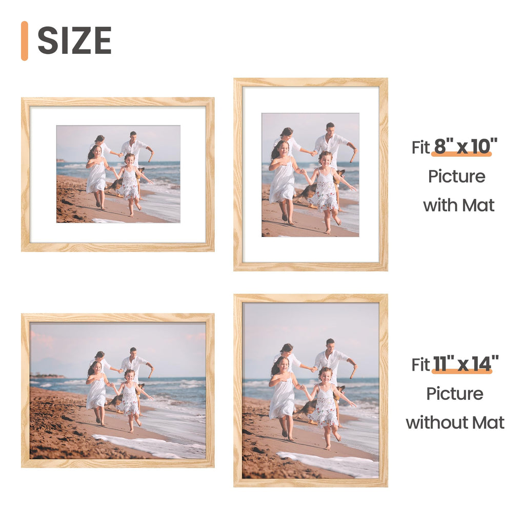 11x14 Picture Frame, Gallery Wall Frames Set of 5, Natural Style