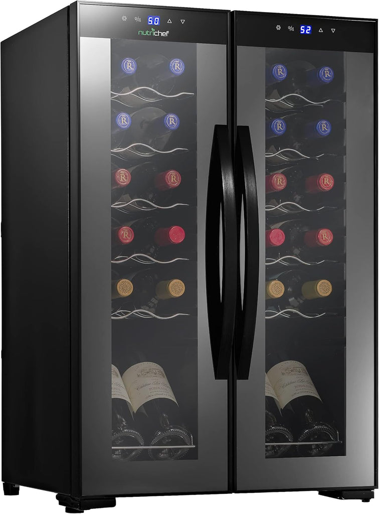 24 Bottle Wine Fridge | Dual Zone Wine Chiller | Adjustable Temperature 41°F to 