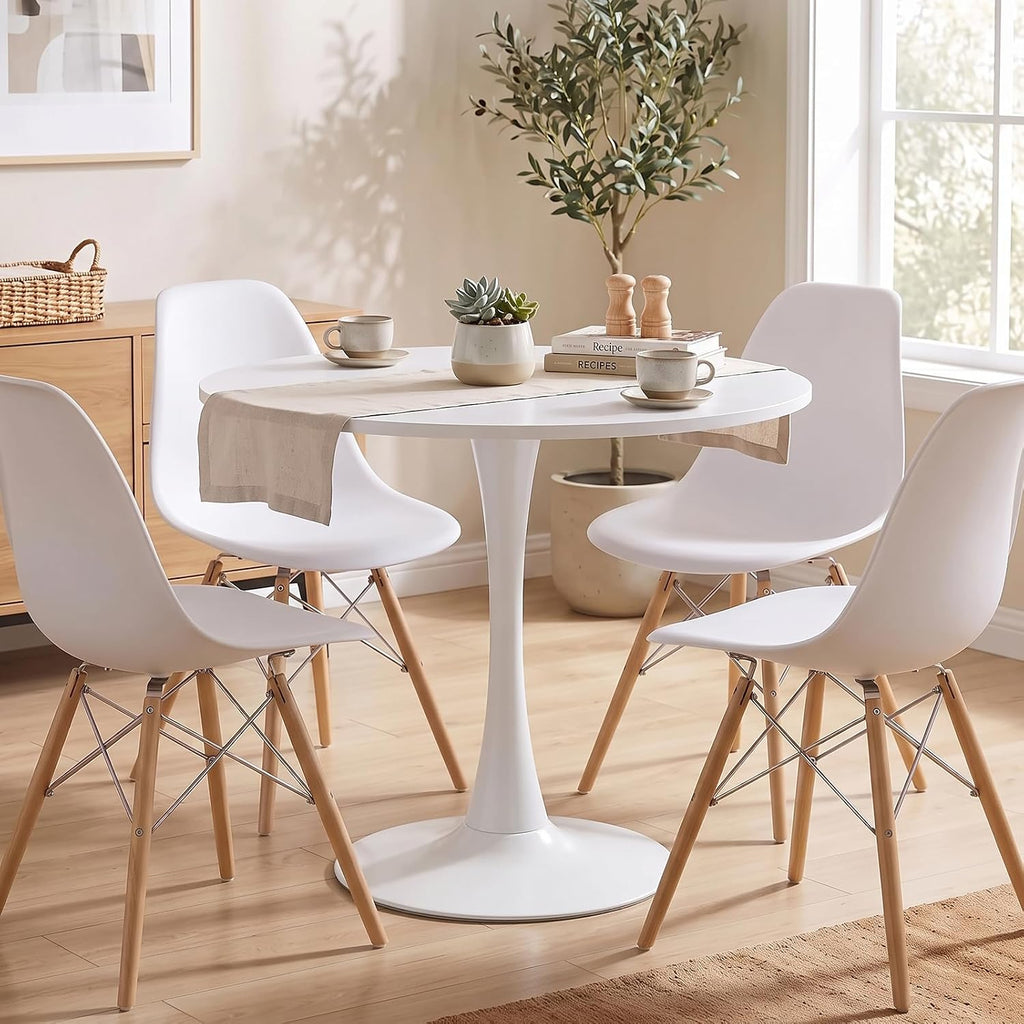 Inspired Saarinen Style Tulip Round Pedestal Dining Table — White, 32″ Round
