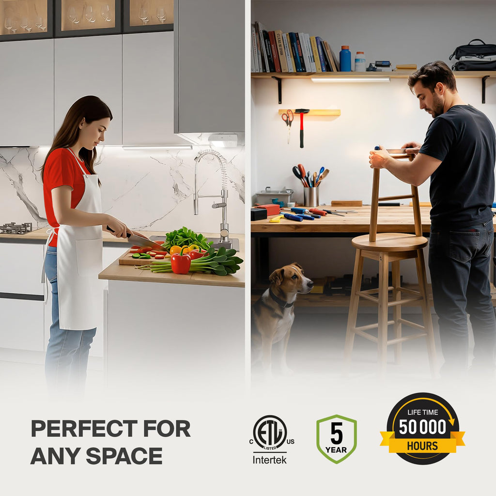 LED Under Cabinet Lighting, 24 Inch 12W, Plug in or Hardwired
