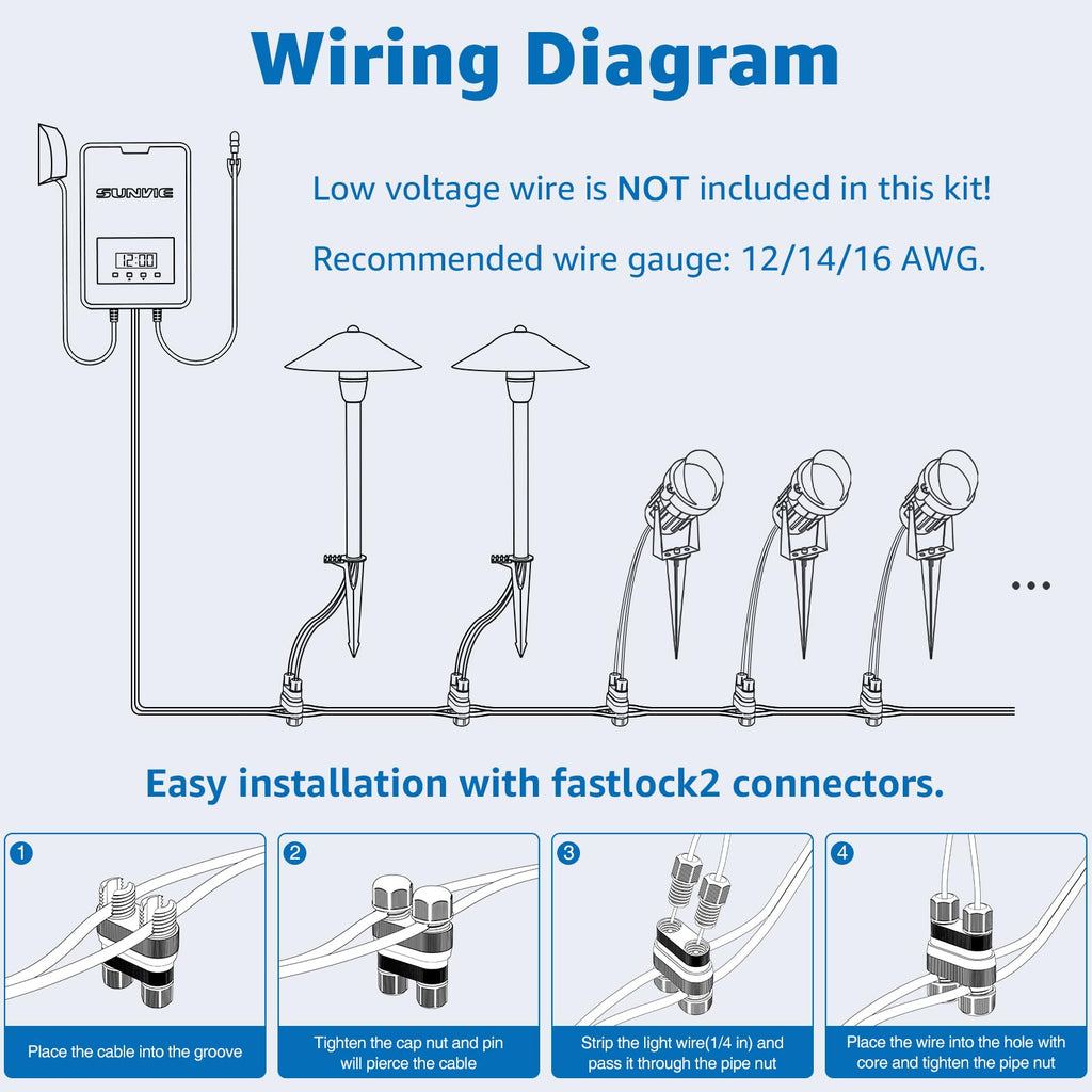 LED Low Voltage Landscape Lighting Kit with Transformer, 10 PCS