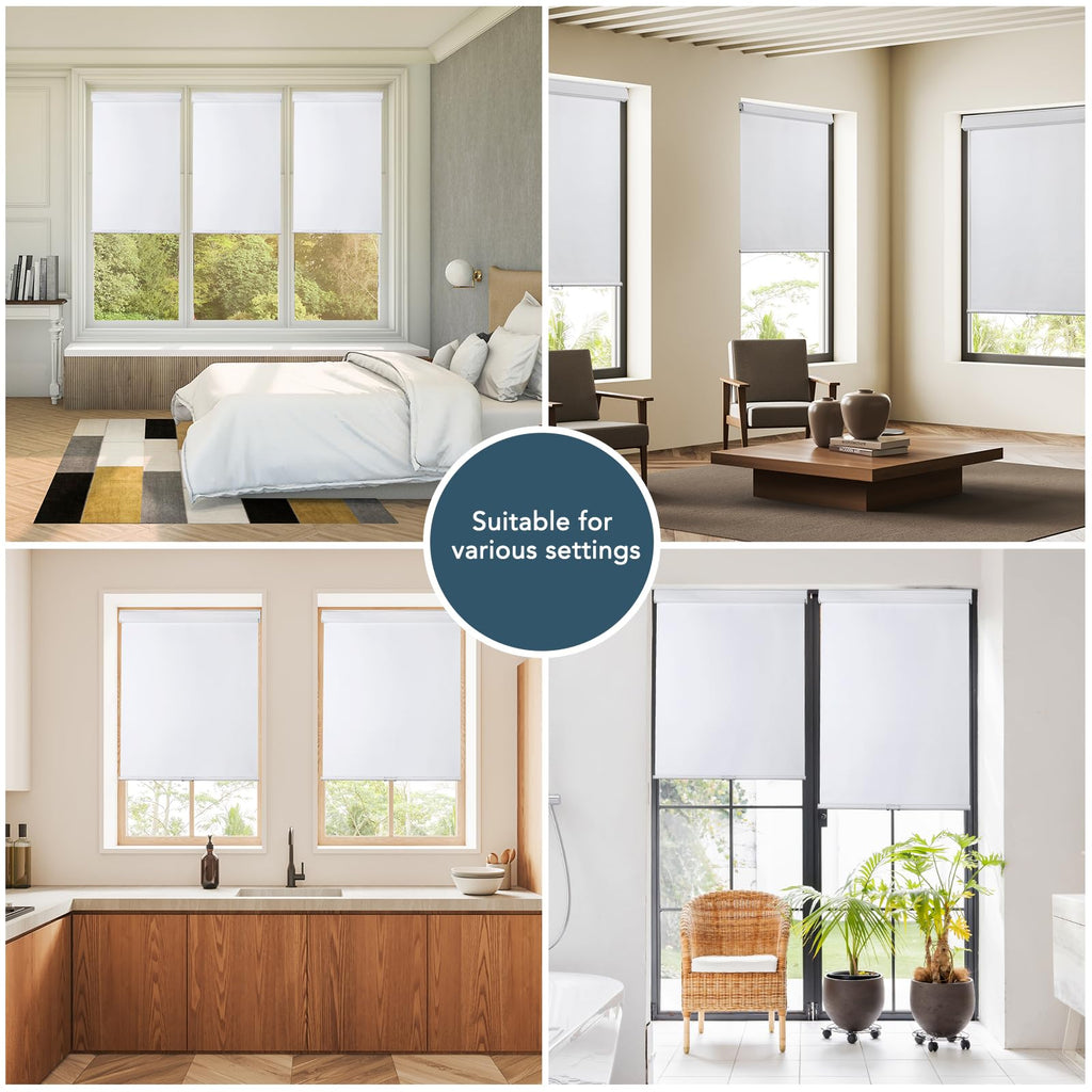 Roller Window Shades Free-Stop Cordless Blackout Blinds, Thermal Insulated Pull Down Shades for Windows, UV