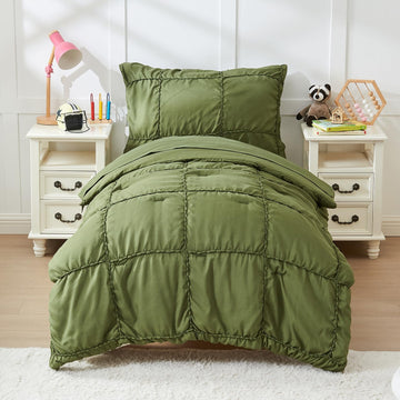 Toddler Bedding Set - 4 Pieces Crib Bed Set for Boys,Soft Embroidery Toddler Comforter Set,Includes Quilted