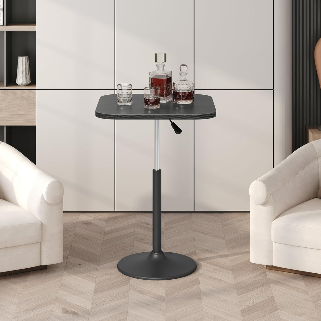 Bar Table, Height-Adjustable Pub Table 26.8-36.2 Inches, Cocktail Table with Base, Counter Height Tables for Small