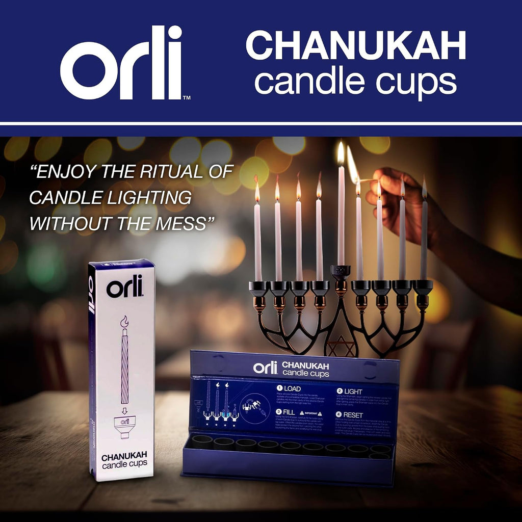 Reusable Silicone Chanukah Candle Cups (10-Pack) - Protect , Catch Wax Drips, Universal Fit for Standard Hanukkah - Set of 10