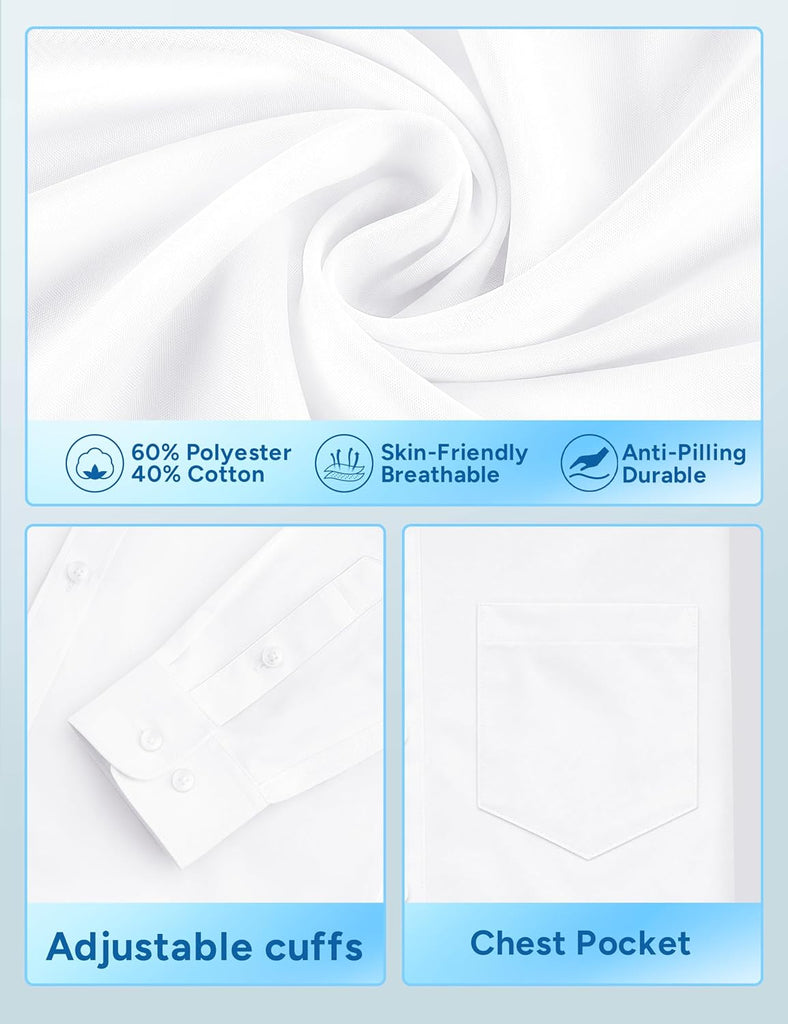 Boys' Long Sleeve Button-Down Dress Shirt with Pre-Tied Tie