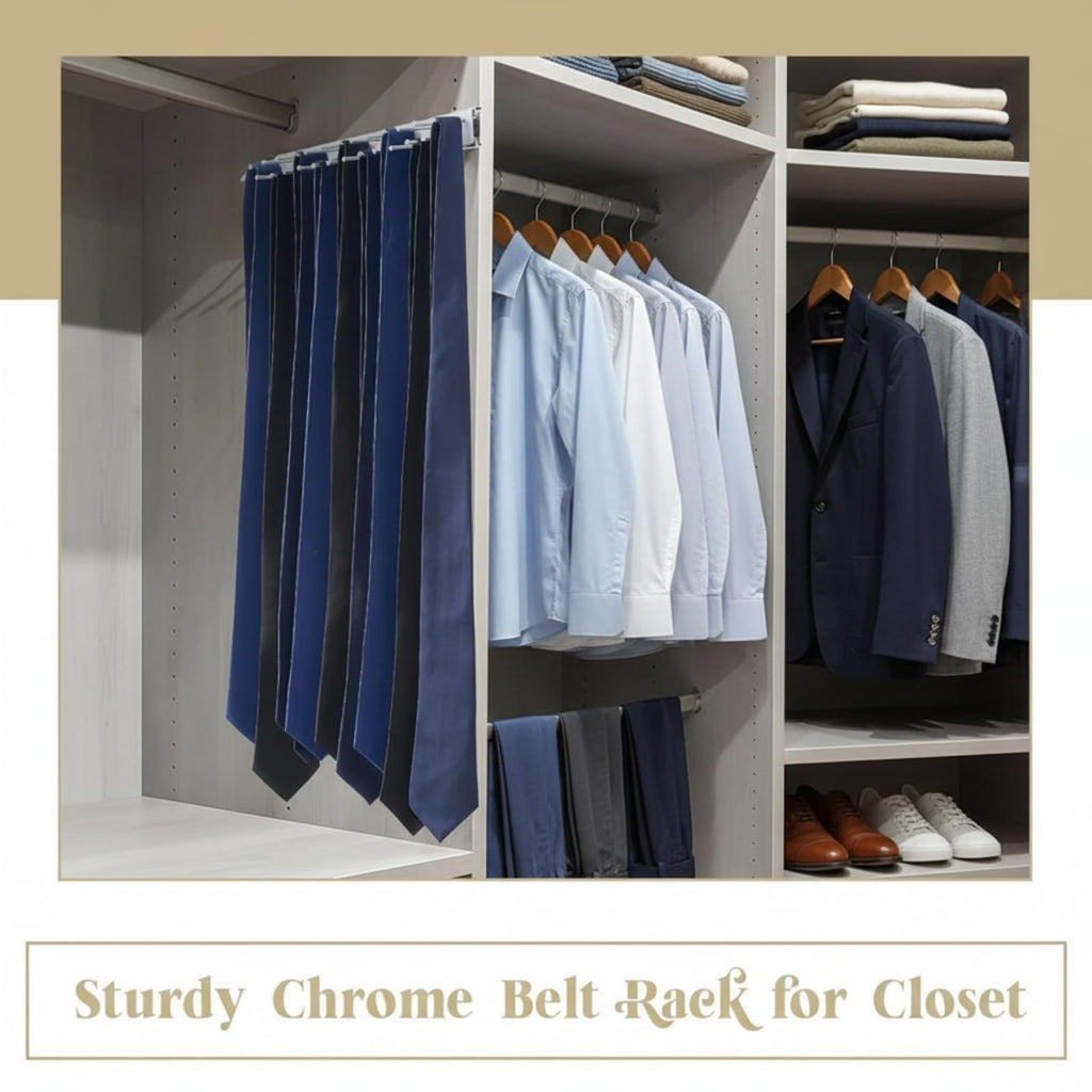 2 Pcs 13.8'' Sliding Tie Rack Hangers for Closet, 25 Tie Each, Silver