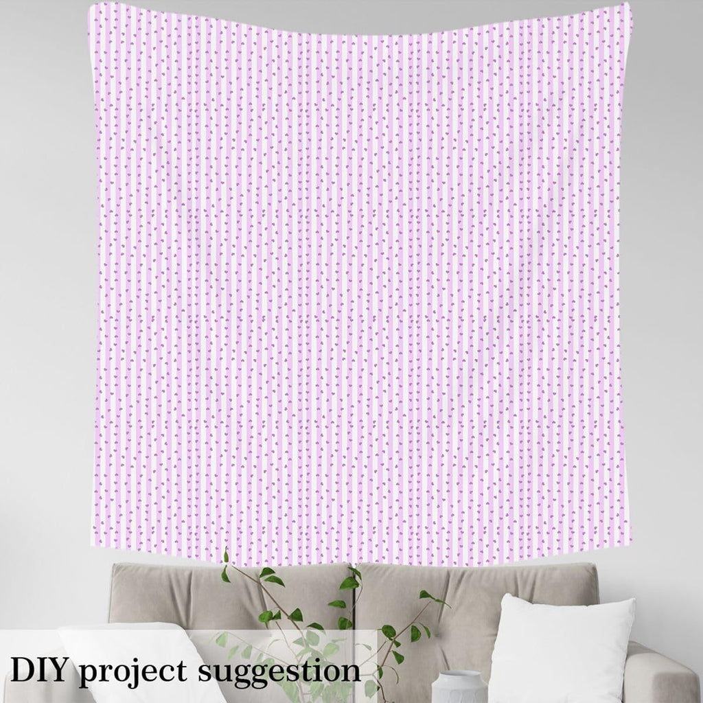 Purple Stripes Upholstery Fabric by the Yard Flannel Heart Pattern Waterproof Fabric Not Stretchy Simple Style Lines