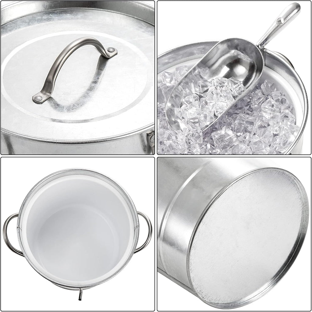 4 Liter Ice Bucket with Scoop and Lid, Double Walled Insulated Ice Bucket for Parties, Cocktail Bar, Wine Chiller