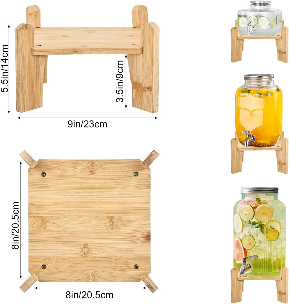 Natural Wooden Drink Dispenser Stand, Beverage Dispenser Stand and Water Jug Holder Glass Water Jugs Base