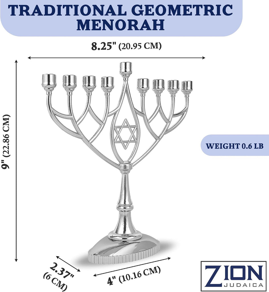 Last Minute Complete Hanukkah Kit - 9" , 44 Colored Hanukkah Candles, Chanukah Handbook Guide, 4 Colored Dreidels