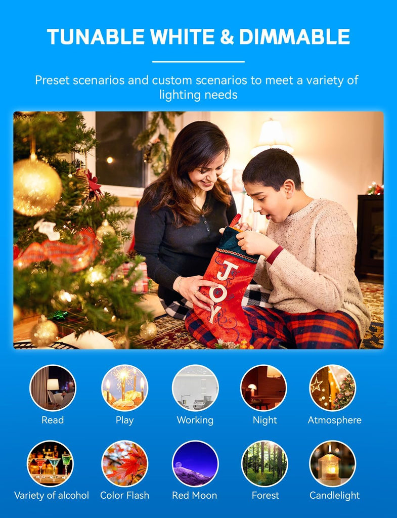 Smart Light Bulbs, WiFi & Bluetooth 5.0, Work with Alexa Google Assistant, App Control, Color Changing LED Bulb,E26