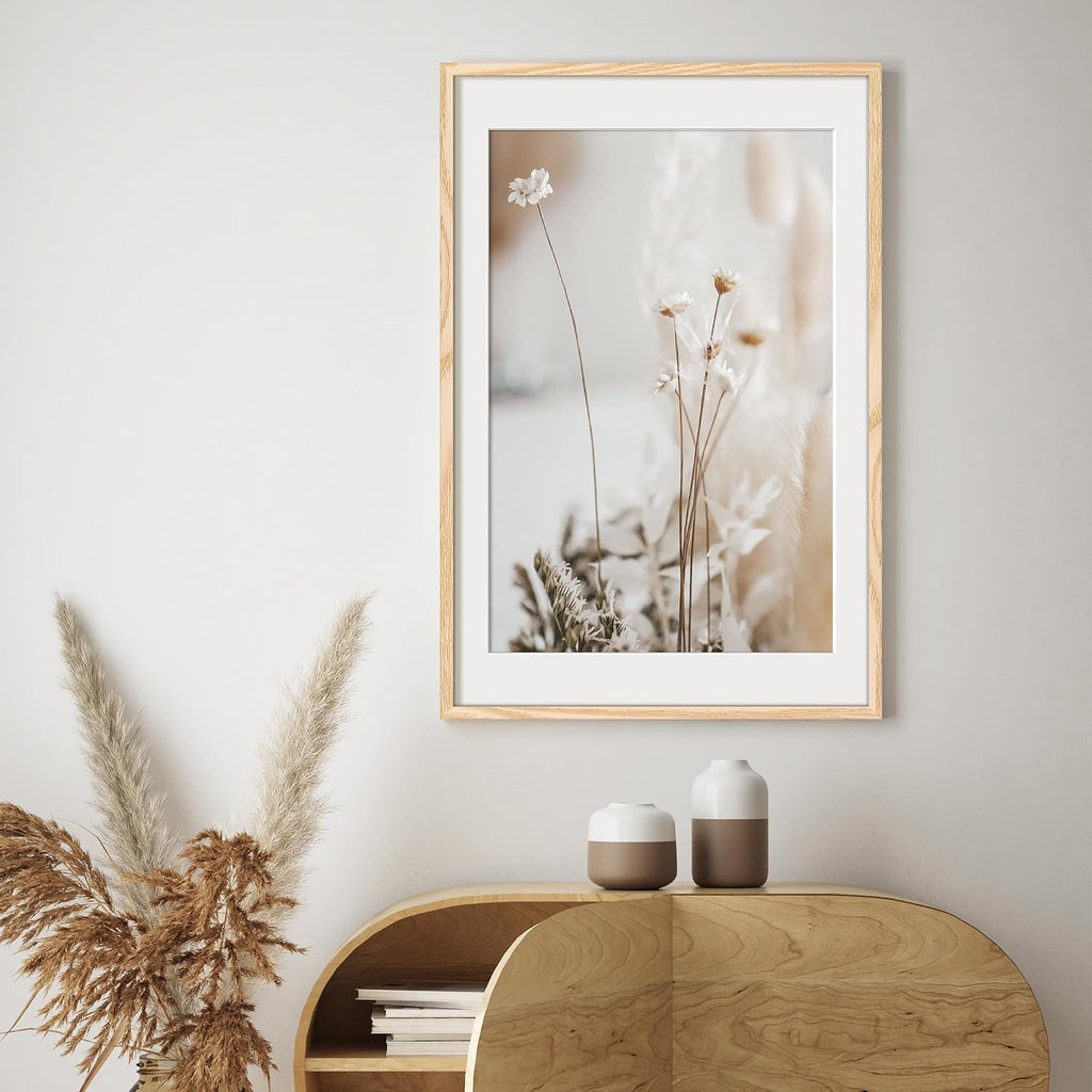 24x36 Poster Frame, Wall Decor Picture Frames, Natural Style 1Pcs | 24 x 36 Frame, 20x30 Frame with Mat for Gallery