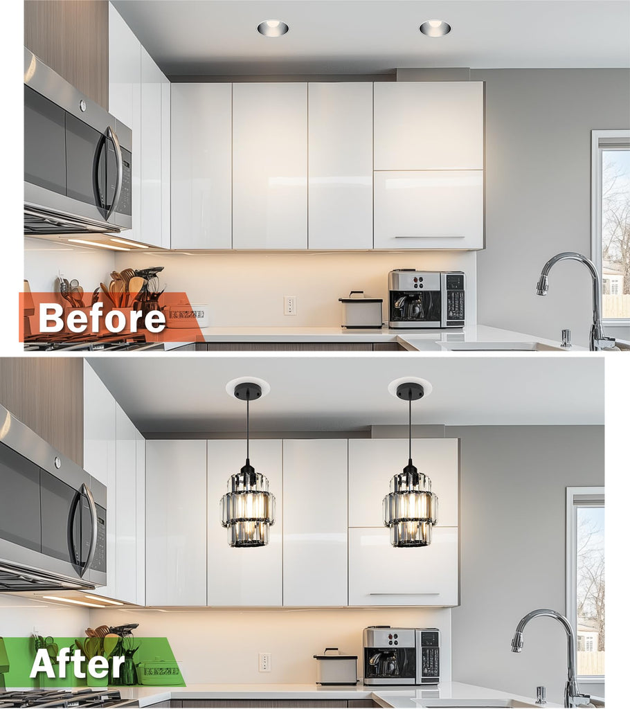 Recessed Can Light Conversion Kit for 5" and 6" Ceiling Fixtures - Pendant/Hanging Light Upgrade, Compatible