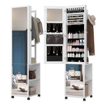 8 LEDs Jewelry Cabinet Armoire, 66.9-inch Jewelry Organizer