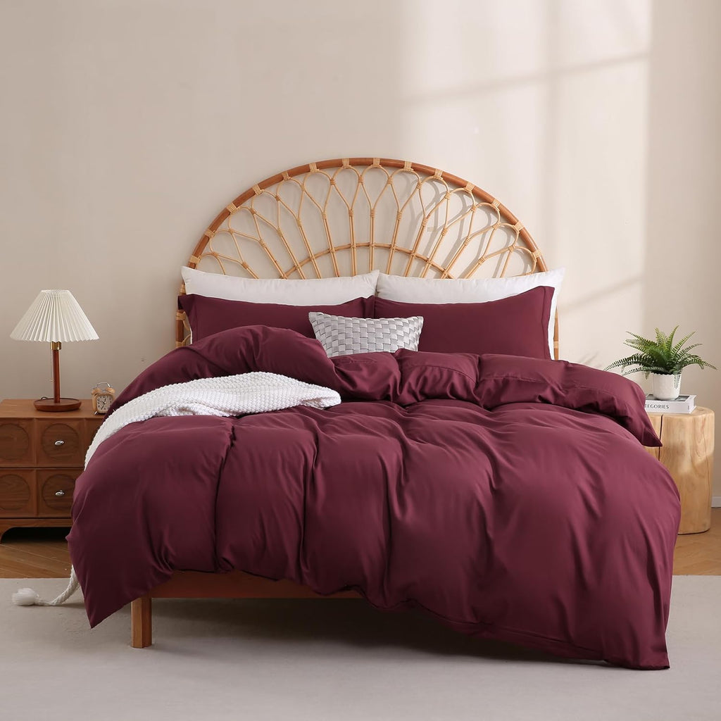 Duvet Cover Set, 3 Piece Duvet Cover with Pillow Shams, Soft Brushed Microfiber Zipper Closure