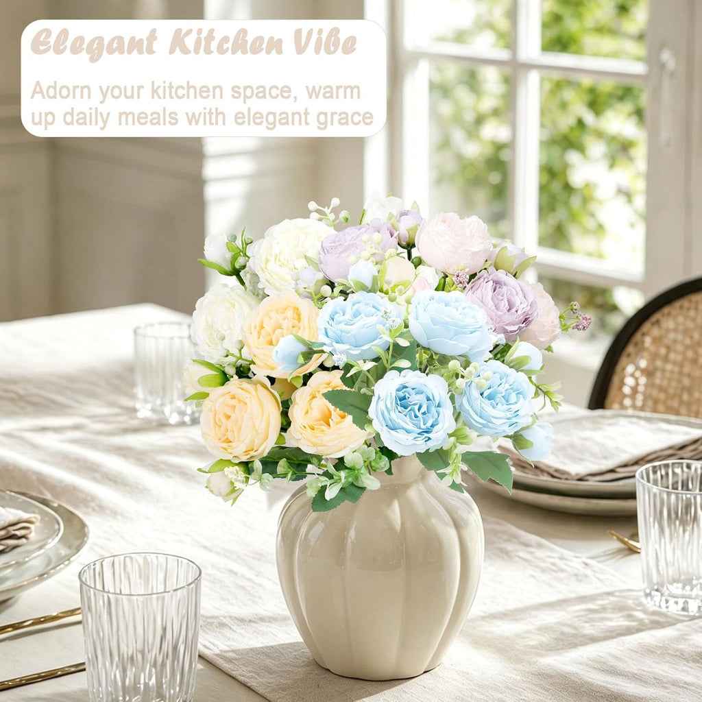 Fake Flowers, Artificial Flowers Bouquets of Silk Peony Decor - Set of 4