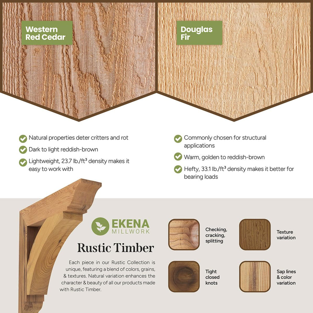 6"W x 22"D x 30"H Thorton Rough Sawn Knee Brace, Western Red Cedar