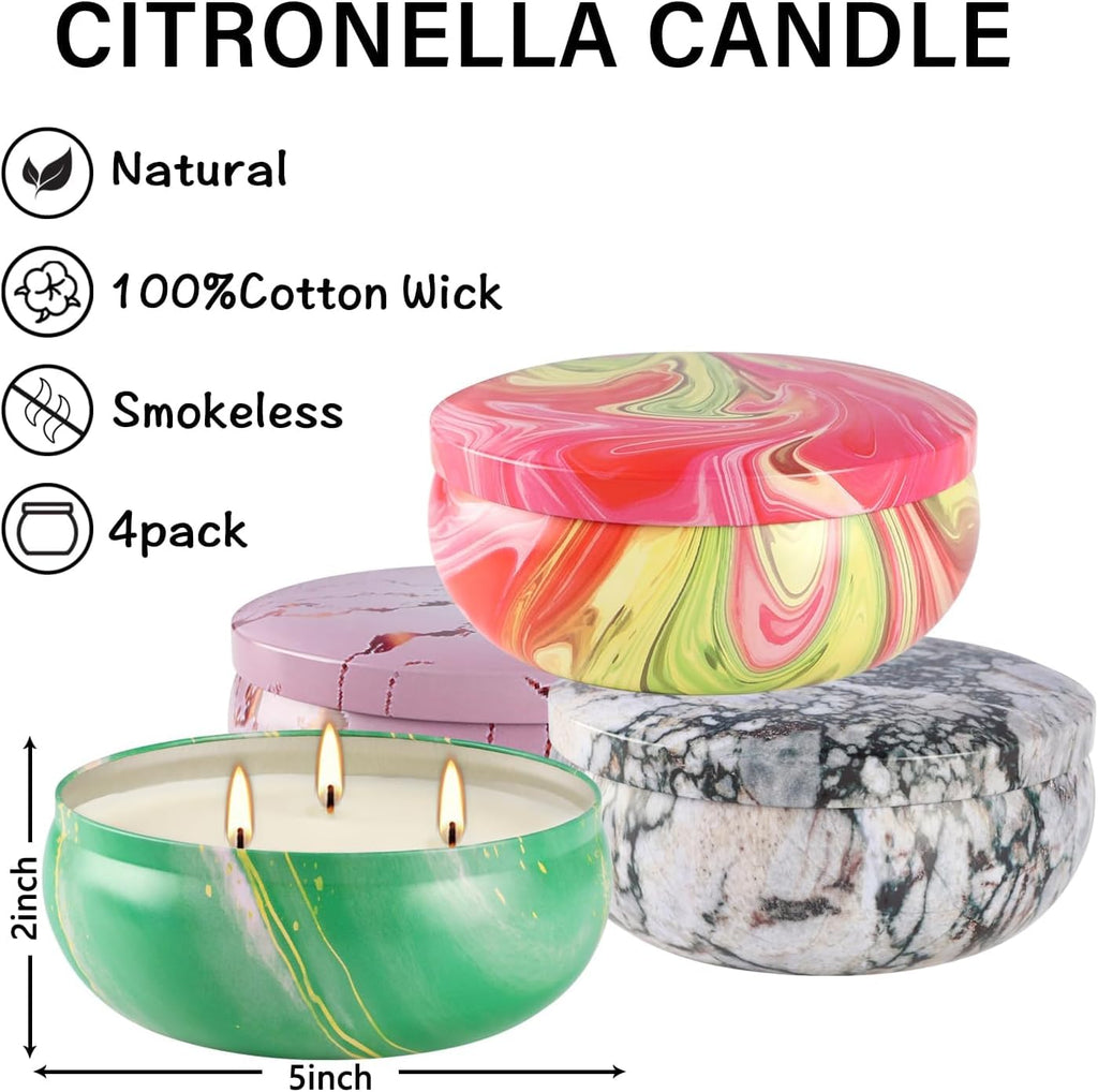 Citronella Candle Outdoor, 12oz Summer Camping Large Candle for Outside Garden Backyard Balcony, 30 Hour Burn, 4 Pack 3