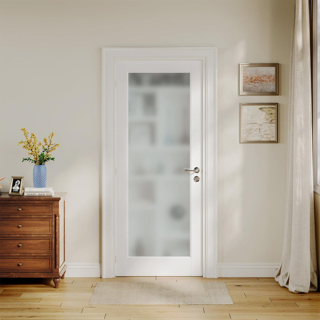 24" X 80" Interior Slab Door, Frosted Glass Doors, MDF Solid Core