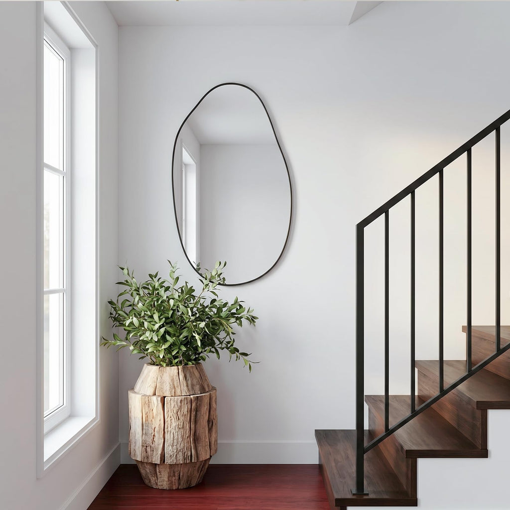 20.5"x33.5" Black Asymmetrical Mirror Irregular Wall Mirror
