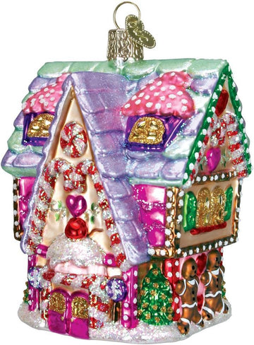 Cupcake Cottage Glass Blown Ornament, Handcrafted Holiday Decoration, Cottage Collection