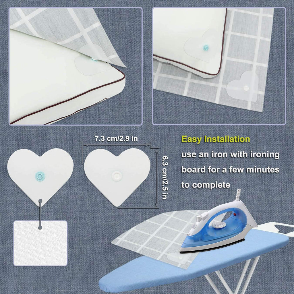 Iron-On Duvet Snaps, Heart Shaped (16 Pcs / 8 Sets), White