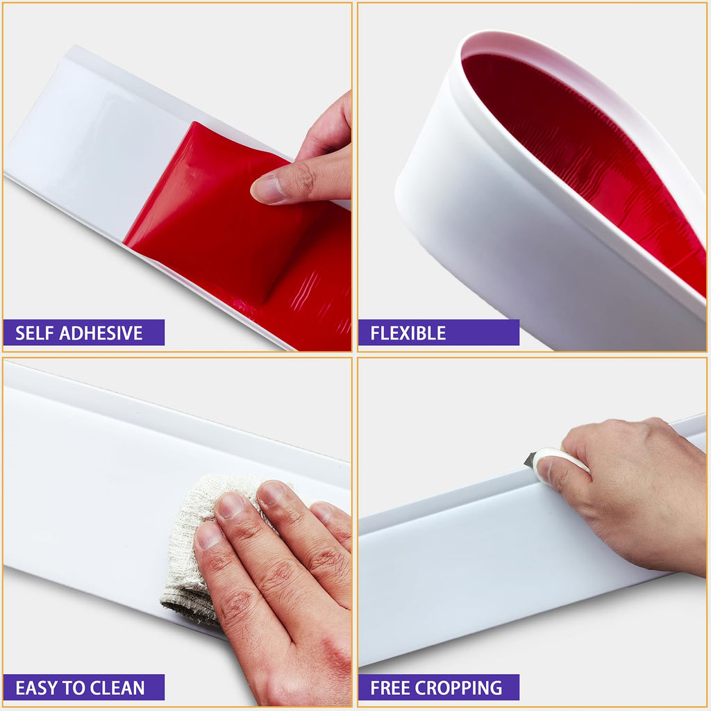 Vinyl Wall Base Baseboard Molding Trim 4" Flexible Self Adhesive Rubber Wall Base Moulding Trim Peel and Stick