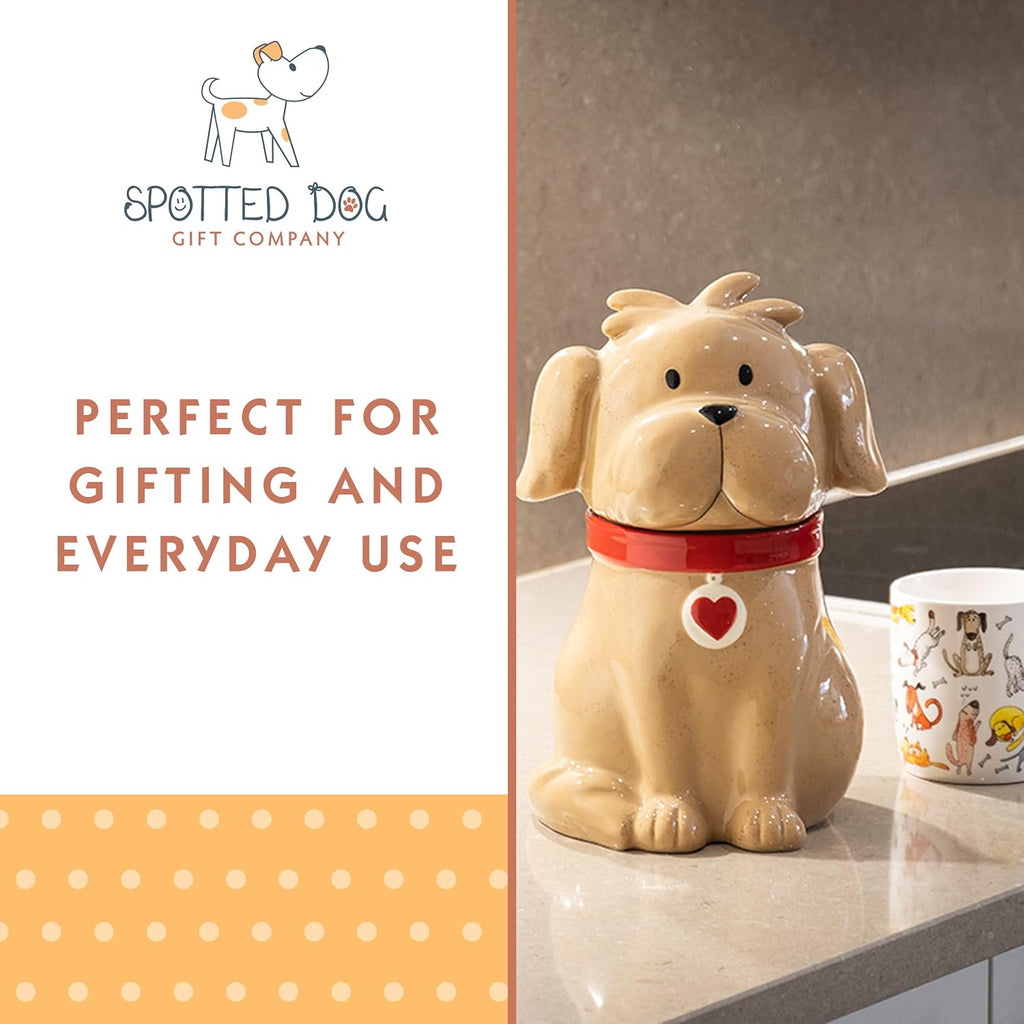 Ceramic Cookie Jar with Lid, Large Dog Treat Jar for Cookies & Biscuits, Cute Novelty Storage Container Counter