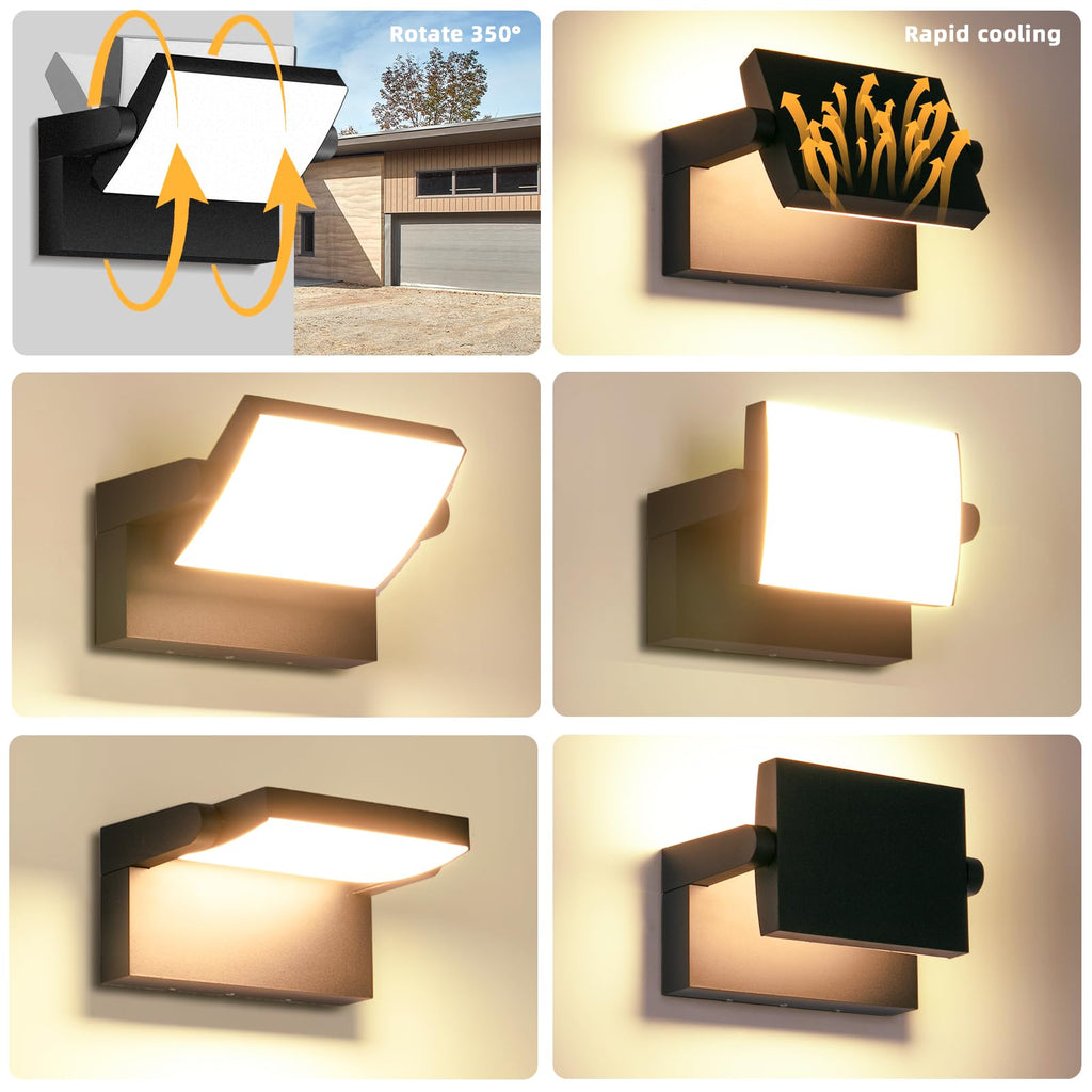 40W Outdoor LED Wall Light with 350° Rotatable Panel