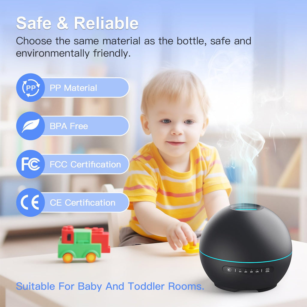 2 Pack Essential Oil Diffuser - 200ml Ultrasonic Aromatherapy Diffuser with 4 Timers & 7 Colors Night Lights, 20dB