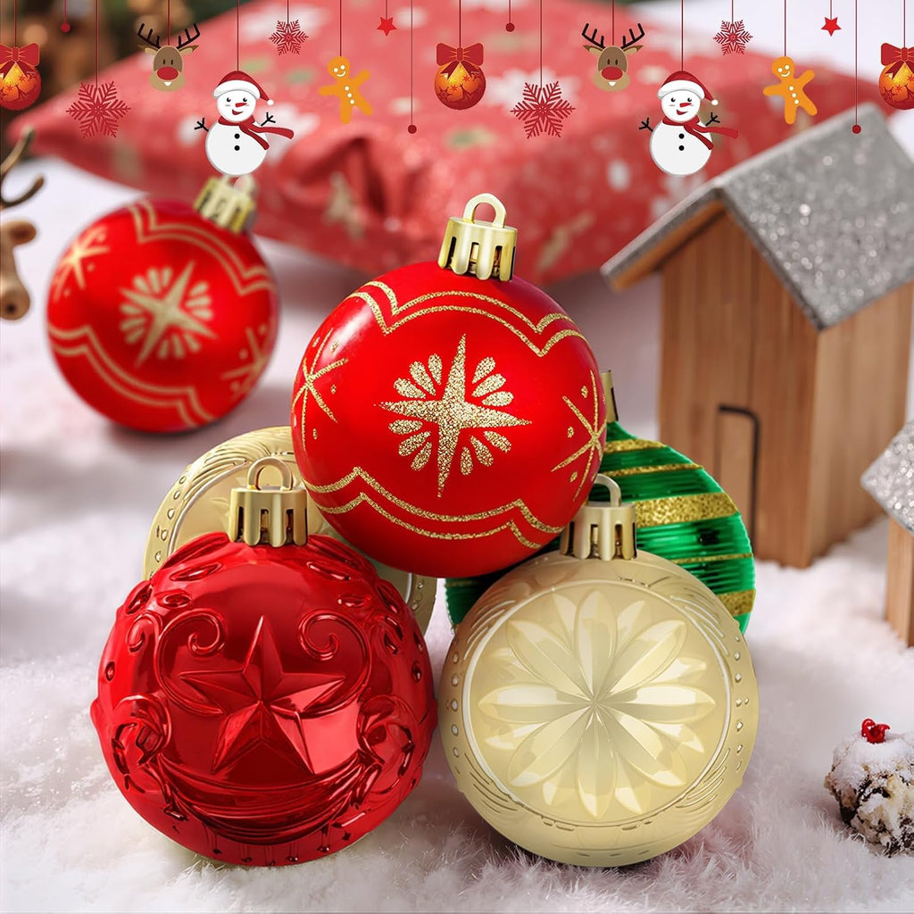 Christmas Balls Ornaments, Xmas Decorations, Green, Red & Gold - Set of 82