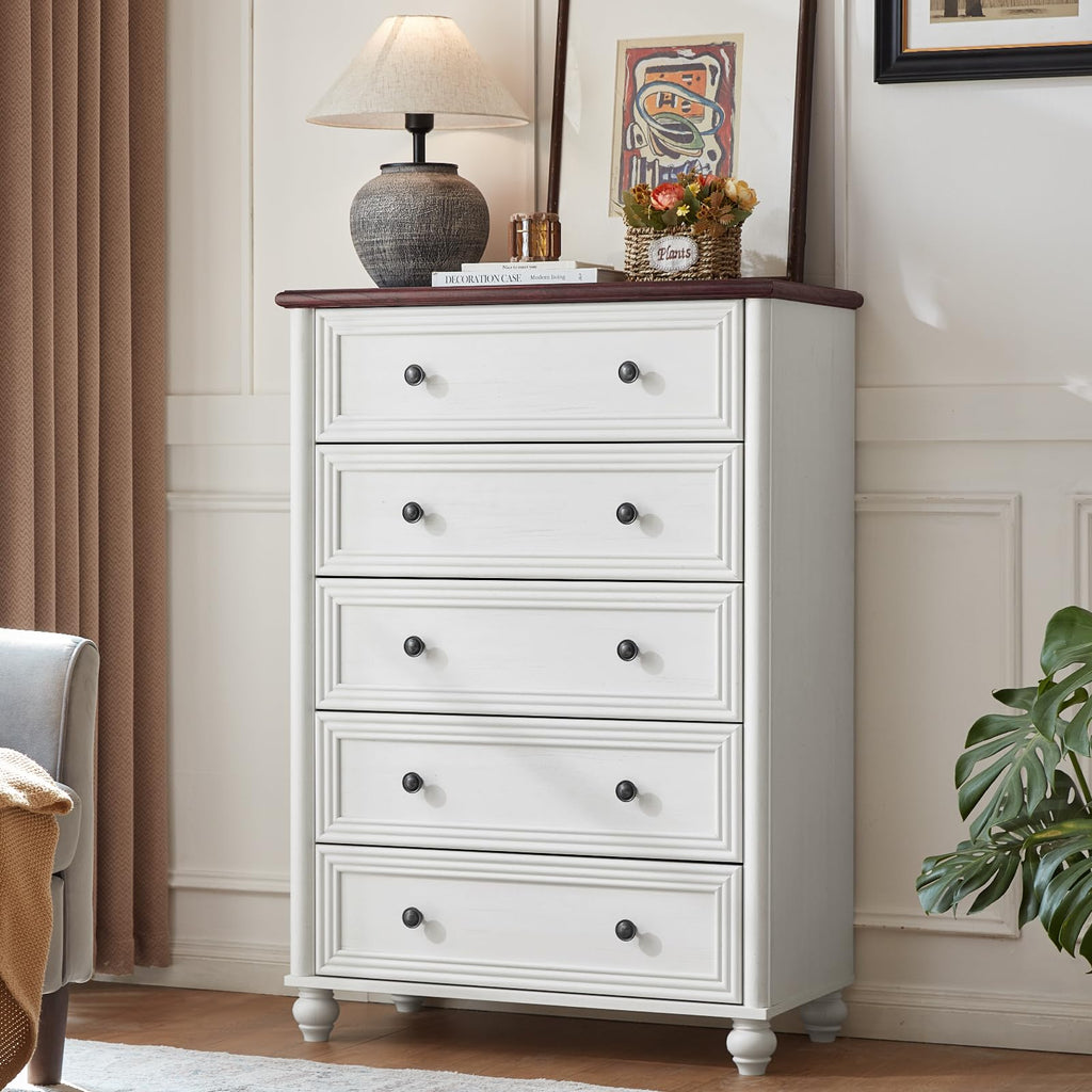Farmhouse 5 Drawer, 45" Tall Chest of Drawers