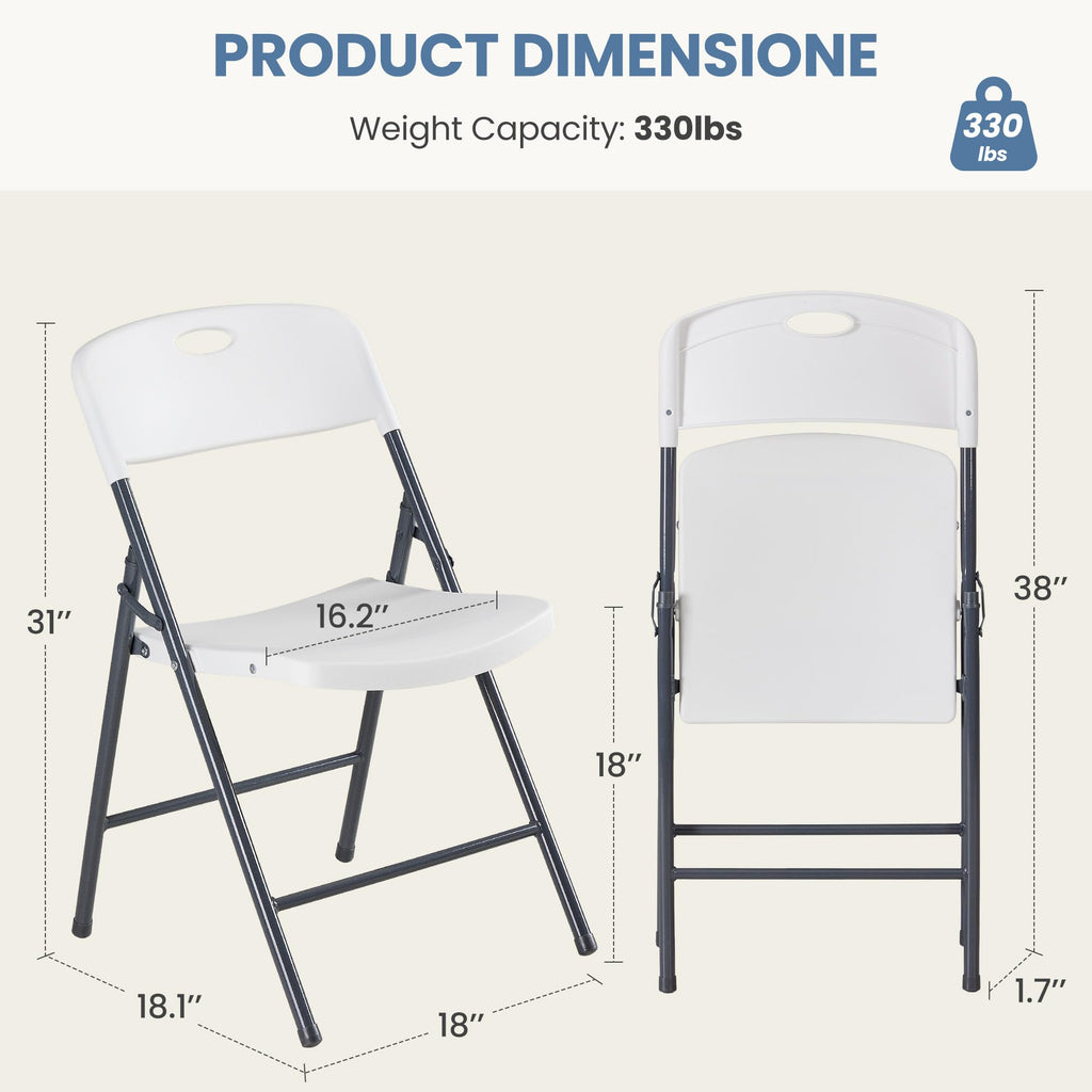 10 Pack Folding Chairs Heavy Duty - Plastic Stackable Portable Dining Chairs Set, Wedding, Party, Patio, Garden, for