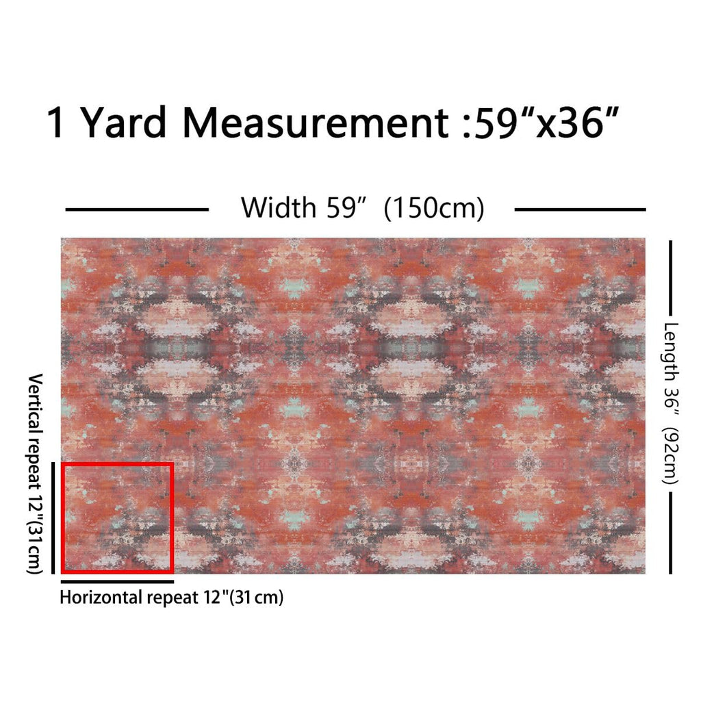 Watercolor Burnt Orange Fabric by the Yard, Modern Abstract
